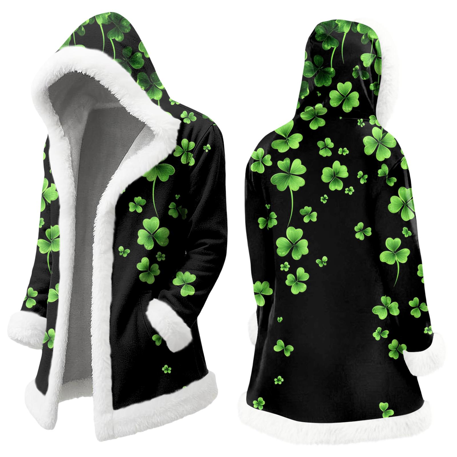 

Унисекс Повседневный И Модный Плюшевый Воротник С Капюшоном С Длинным Рукавом St. Принтованная куртка Патрика L