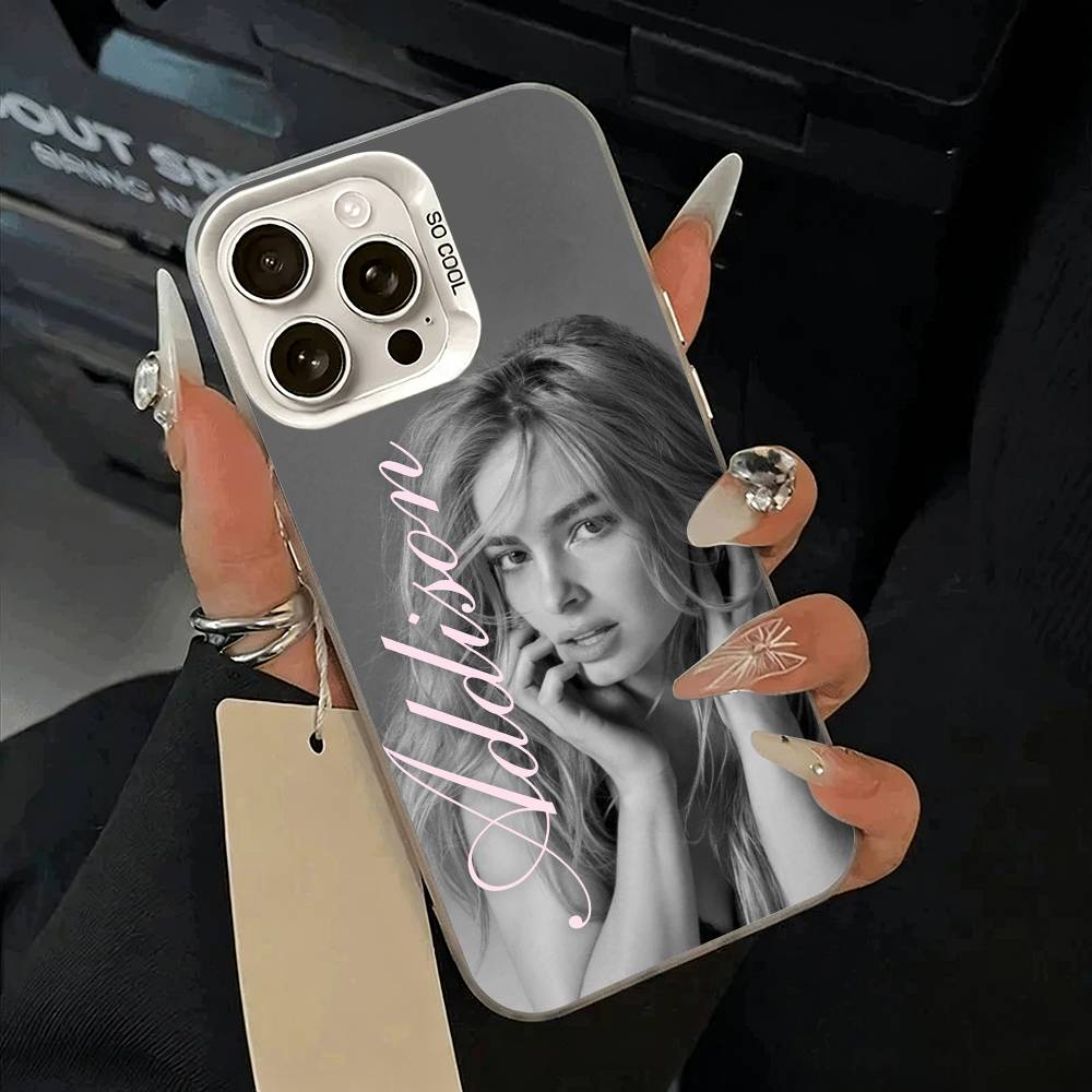 Addison- Rae Phone Case For iPhone 11 12 13 14 15 16Pro Max Plus white Sliver  Phone Cover