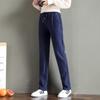 Women's Mid Rise Drawstring Wide Leg Pants Loose Fit Fleece Lined Straight Leg Sweatpants Thick Warm Winter Casual Trousers