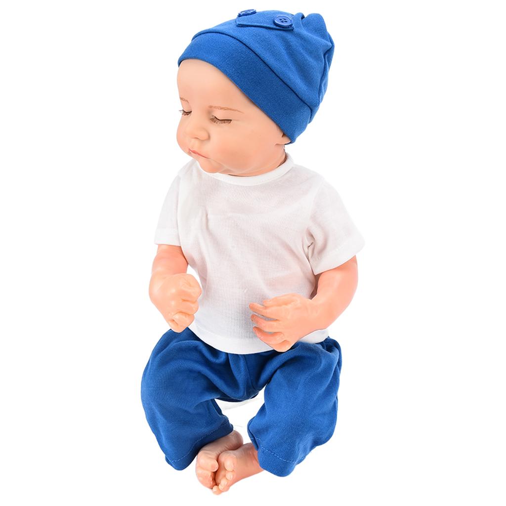 18 Zoll Neugeborener Baby Junge Puppe Realistischer Voll-Vinyl-Körper Waschbare Babypuppe mit Kleidung für Kinder
