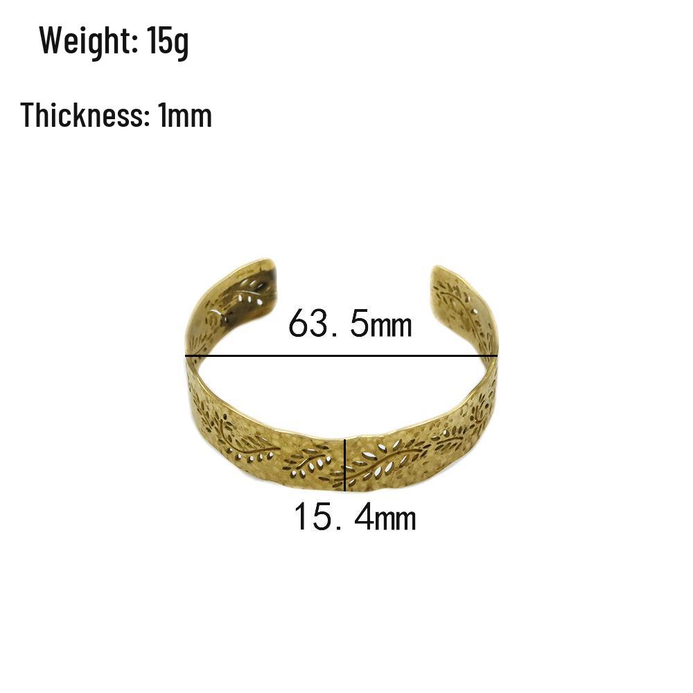 Elegant Japanese-Style Hollow Leaf Brass Bracelet Blank