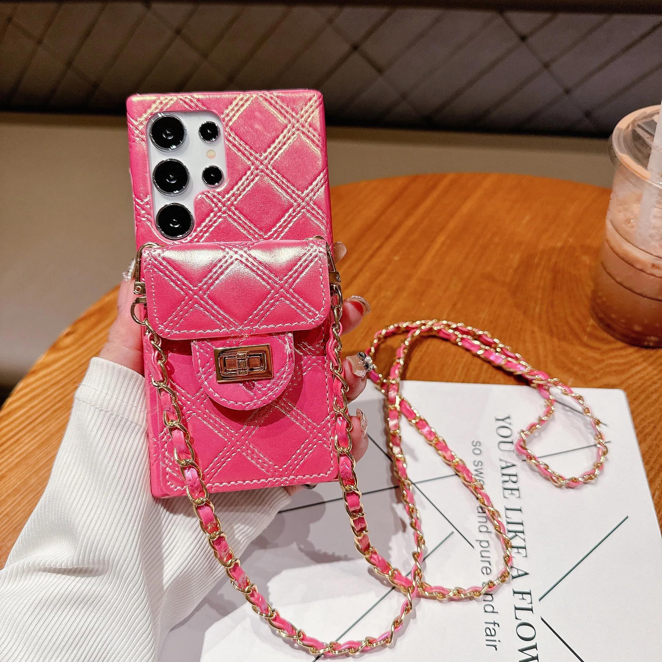 

Gradient Bling Crossbody Diamond Grid Texture Leather Phone Case for Samsung Galaxy S24 S23 S25 Ultra S22 Plus Protective Case For Galaxy S25 красный