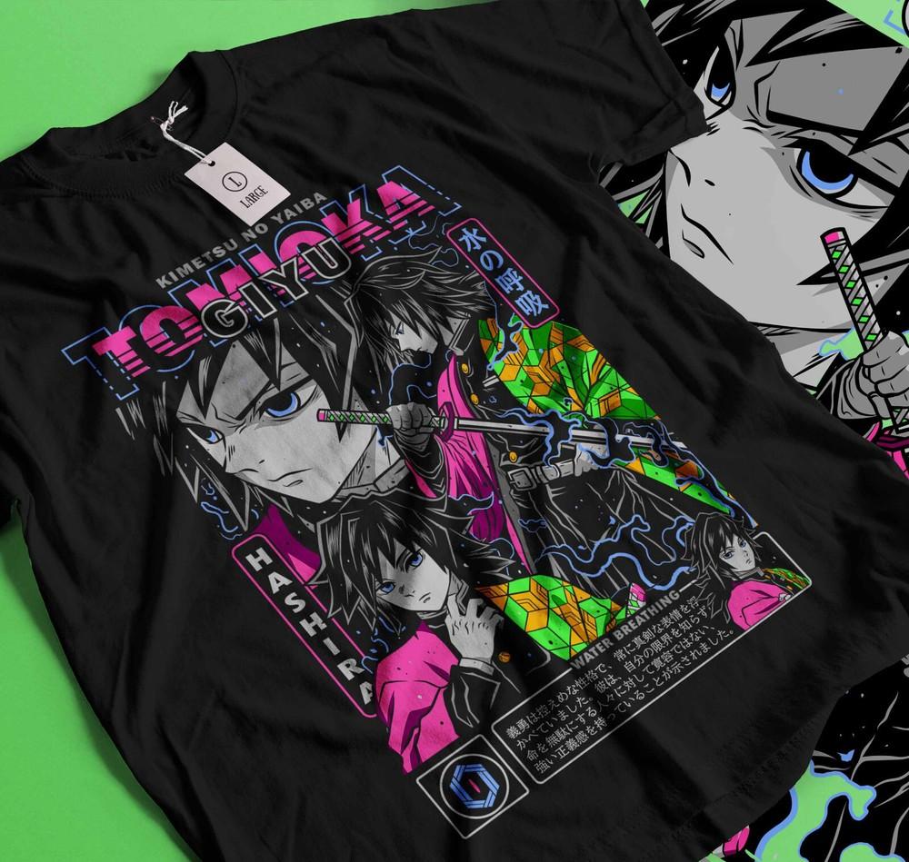 

Футболка Гию Томиока Клинок, рассекающий демонов Kimetsu No Yaiba Аниме Футболка ВСЕ Размеры Подарок 089 3XL