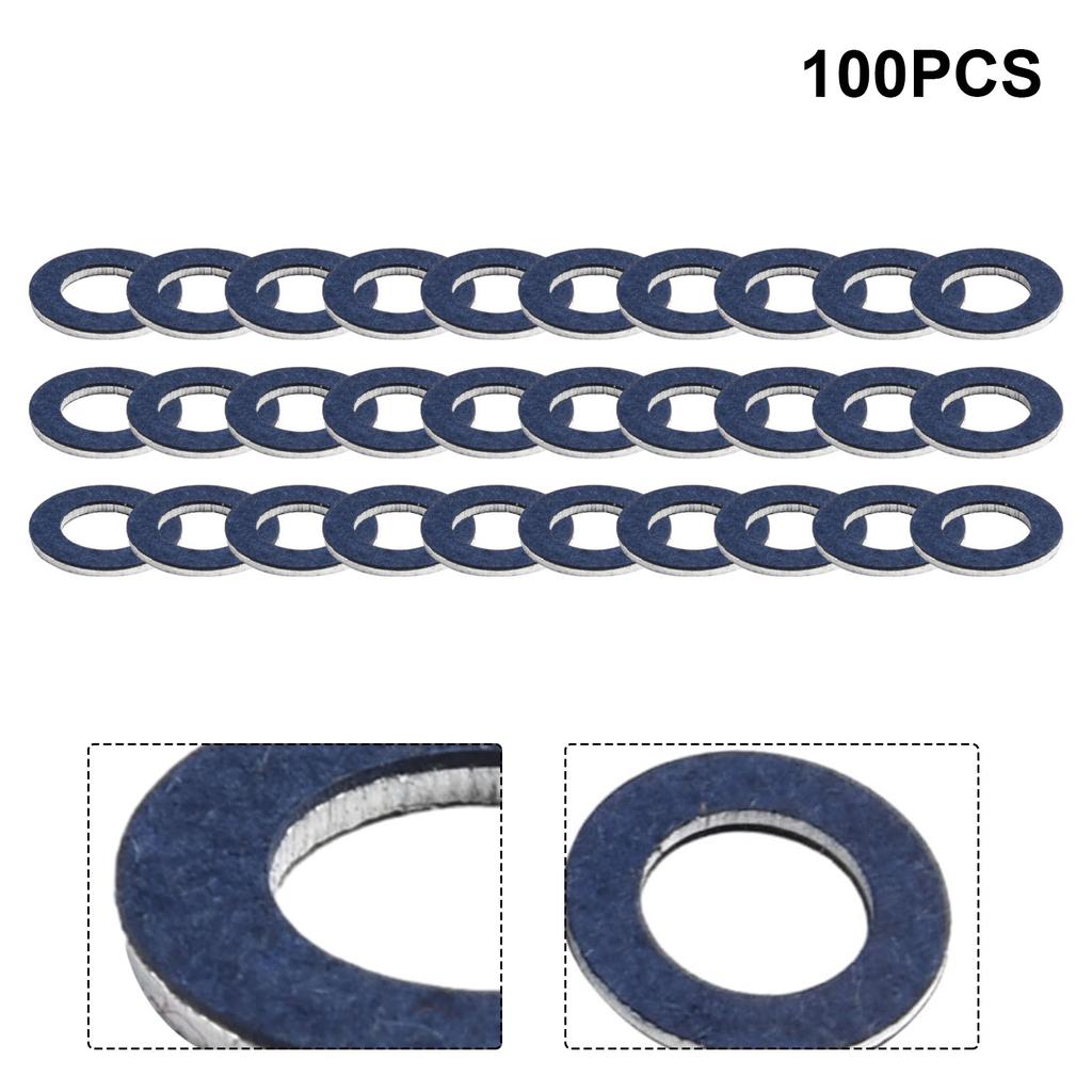 1 Set 100pcs Oil Drain Sump Plug Washers Gasket Hole For Toyota OE90430-12031 12mm Oil Drain Sump Plug Gaskets Washer