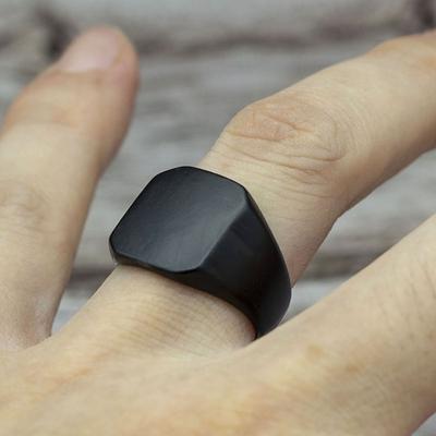 Men Ring Stainless Steel Simple Style Black Golden Silver Color Square Ring Charm Hiphop Male Jewelry Party Gift