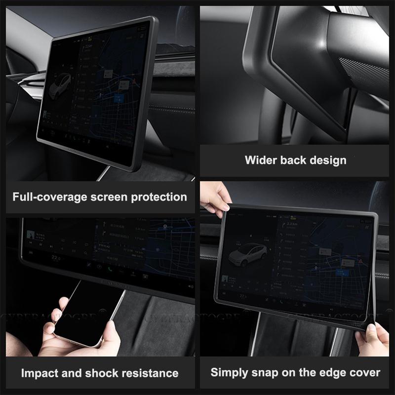 For Tesla Model Y Juniper 2026 Central Control Display Navigation Screen Protector 16-inch Silicone Protective Frame Edge Cover