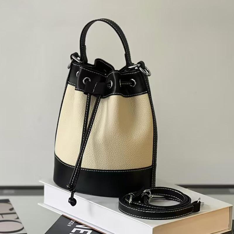 Frühling 2025 Damen Colorblock Kordelzug Beuteltasche - Trendige Patchwork Handtasche, Schultertasche