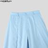 INCERUN Men Zip-up High Waist Double Layers Solid Casual Loose Long Pants Trousers