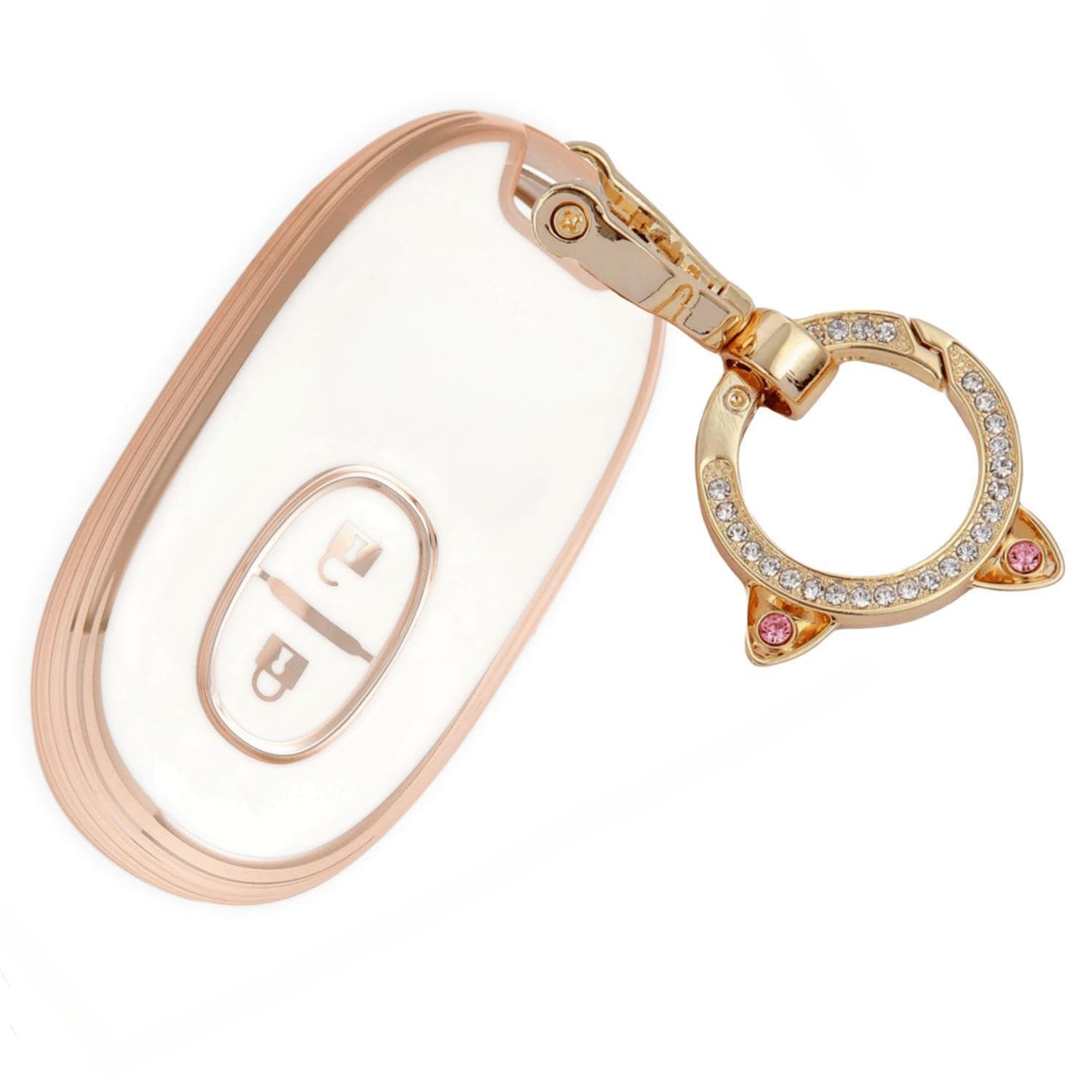 

ZANEKO Чехол для ключа Alto для Suzuki Wagon Ключ Nissan Roox Smart Key Wagon и MR Wagon Держатель для ключей с милыми кошачьими ушками золотого и белого цвета R, Чехол, Кейс, R,