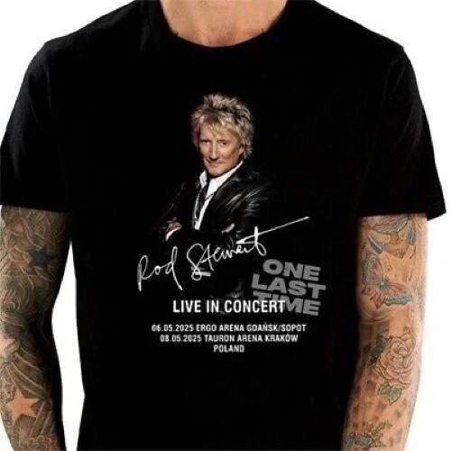 NUOVO ROD STEWART IN CONCERTO TOUR T-Shirt Unisex in Cotone Nero T-Shirt Unisex