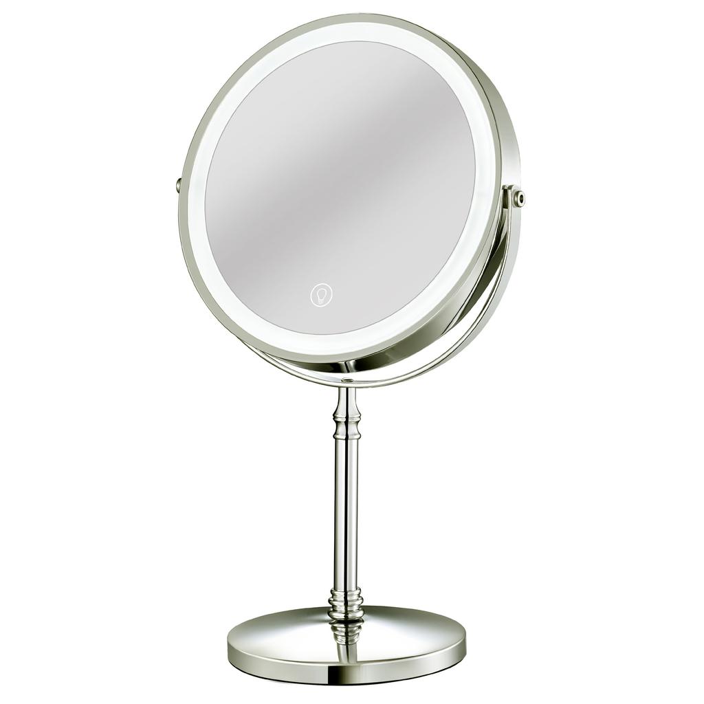 Pocket Rechargeable Magnifying LED Makeup Mirror with 360 Rotation and Adjustable Height