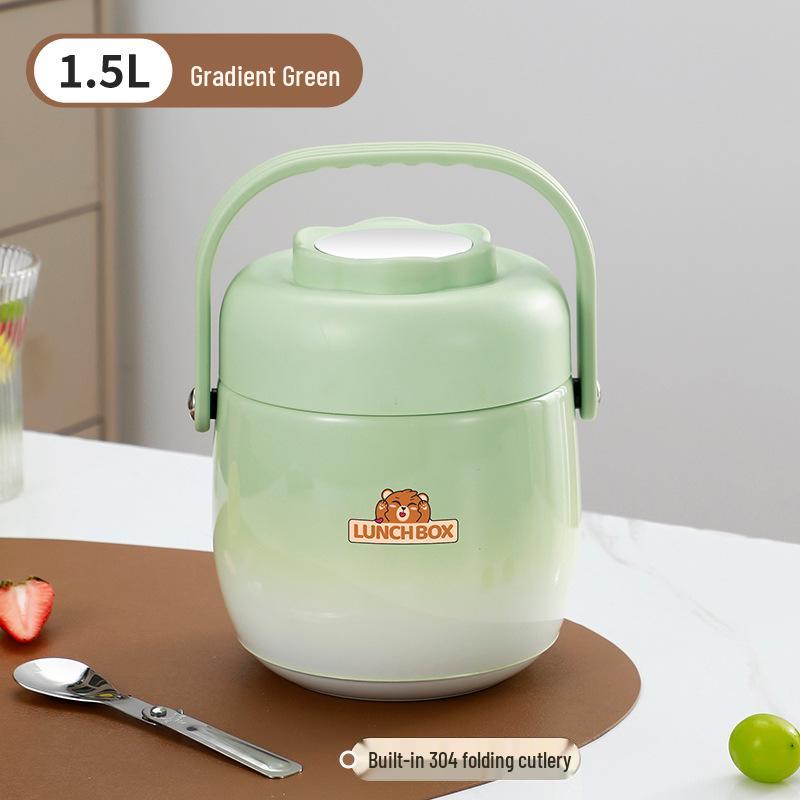

304 Stainless Steel Insulated Lunch Box with Handle - Large Capacity Food Container for Office Workers and Students 1.5L