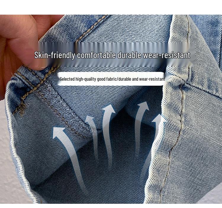 Girls' Trendy Spring 2025 Loose Wide-Leg Jeans - Casual, Straight-Leg Style for Middle and Big Kids