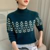 Autumn/Winter Women's Cashmere Knit Color Block Half High Neck Base Layer - Fashionable, Versatile, and Comfortable.