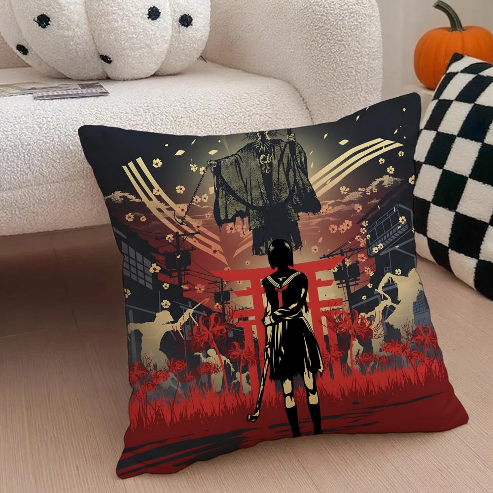 Terrible SSILENT HILL F Game Cushion Cover Throw Pillow Cover Hidden Button Durable Polyester Chair Cushion