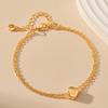 Women 18k Gold Plated Multi Layer Chain Solid Heart Pendant Bracelet