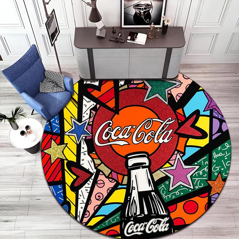 Christmas Gift Halloween Theme Bear Truck Coca Cola Round Carpet Soft Home Decoration Corridor Table and Chair Anti Slip Outdoor Floor Mat Carpet H14