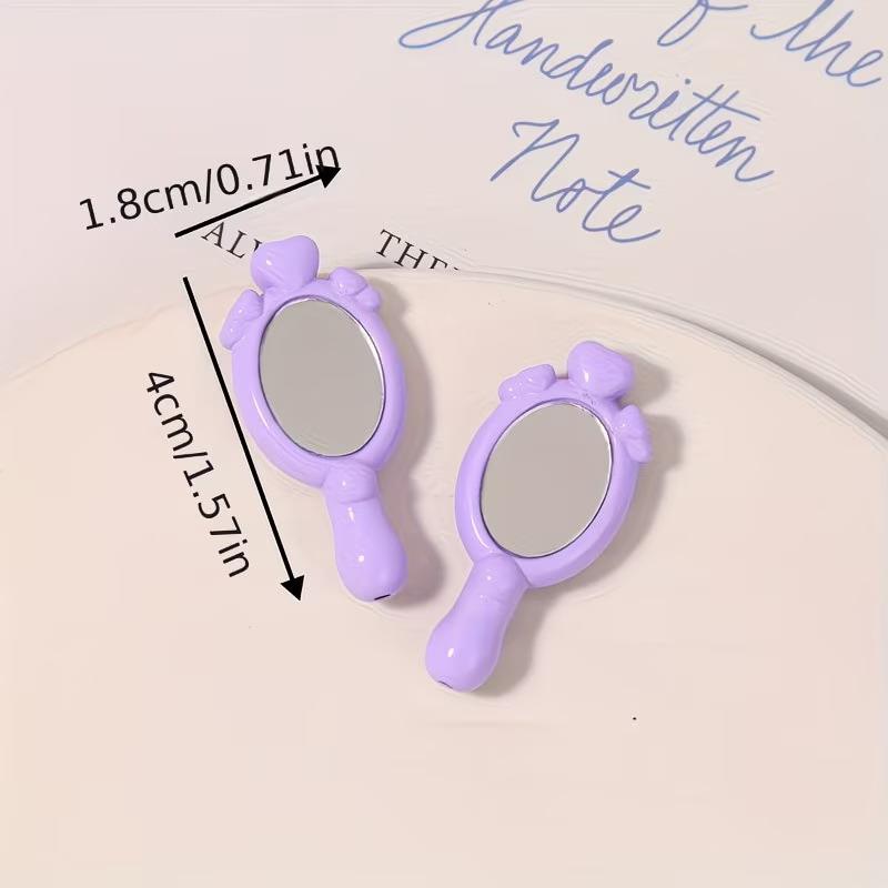 5/10/20Pcs Mini Cartoon Handheld Mirrors Straight Hole Beads Diy Jewelry Garment Pendant Accessory Dollhouse Decor