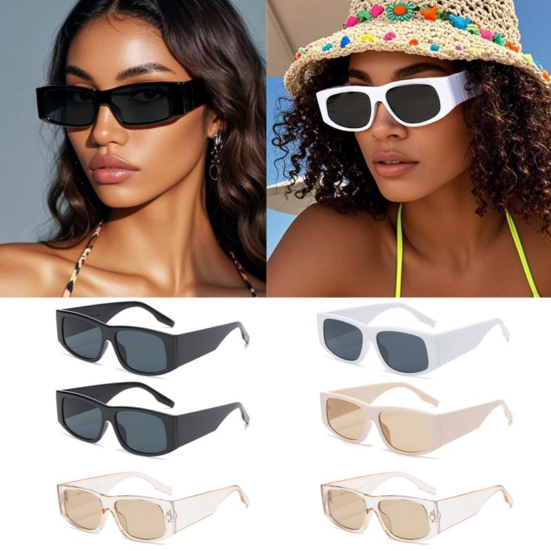 6pcs Retro Small Frame Rectangle Sunglasses New Fashion Brand Sun Glasses Trendy Retro Rectangle Women Outdoor Travel Glasses