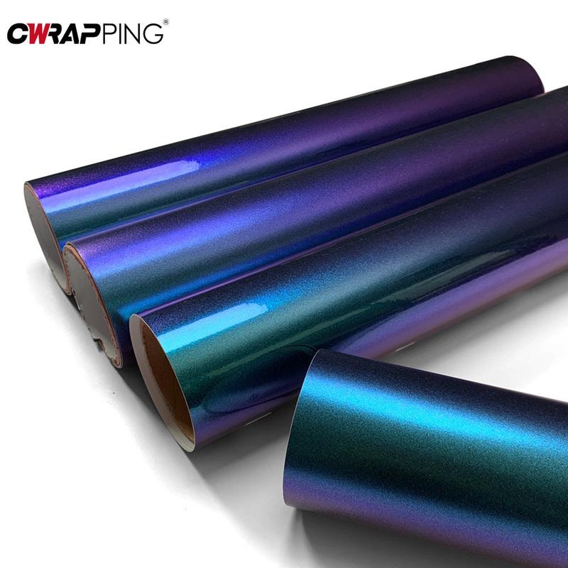 Car Color Change Film Glossy Matte Chameleon Vinyl Film Motorcycle Sticker Air Release Wrapping Purple Blue Decor Accessories