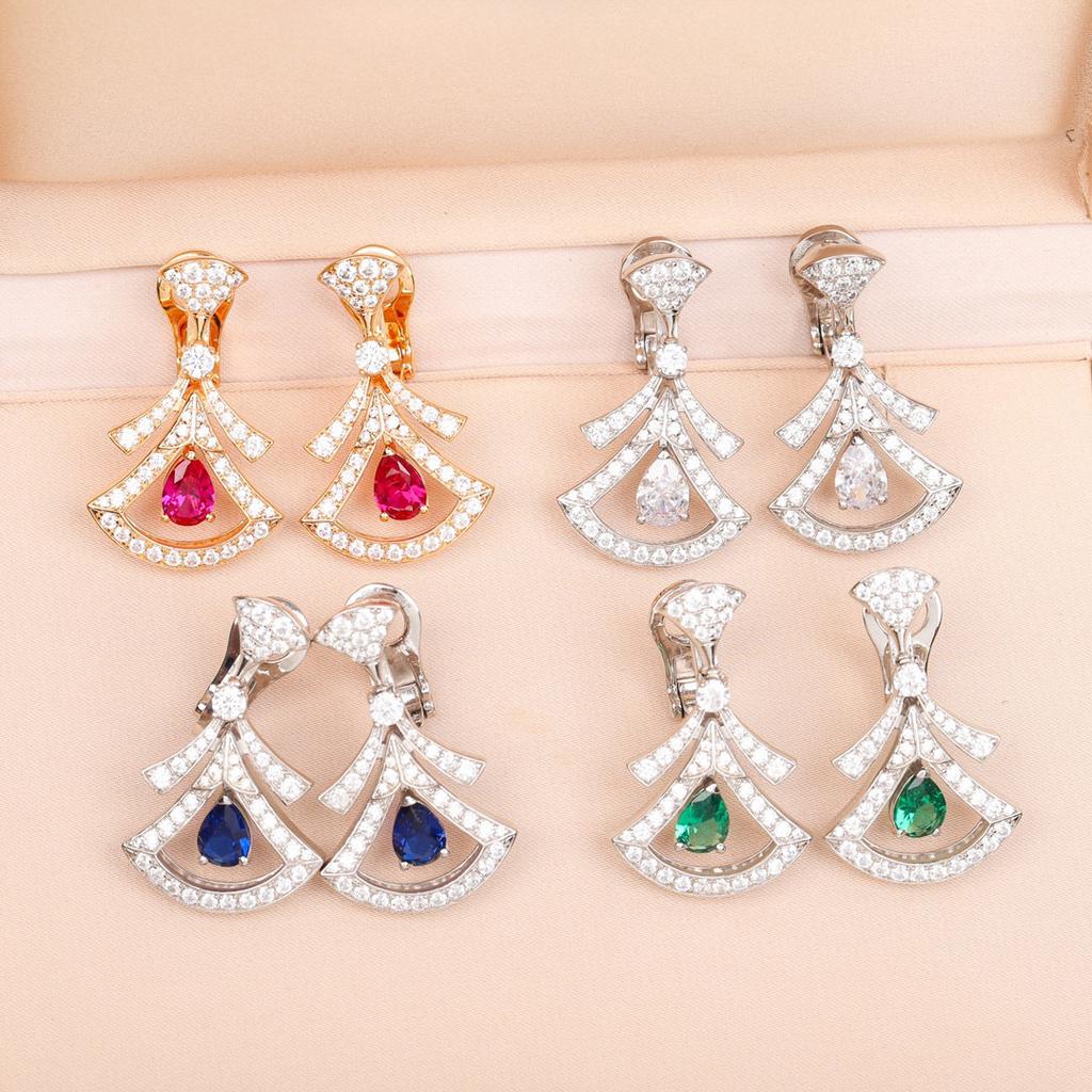 New Hot Brand Vintage Zircon Earrings for Women Luxury Jewelry Fashion Designer Eardrop Pure 925 Sliver Party Clip Earrings
