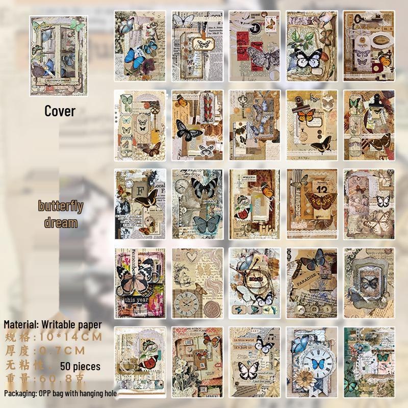Yuxian Classic Planner Lover Retro Collage Stickers - 50 Sheets, 4 Styles
