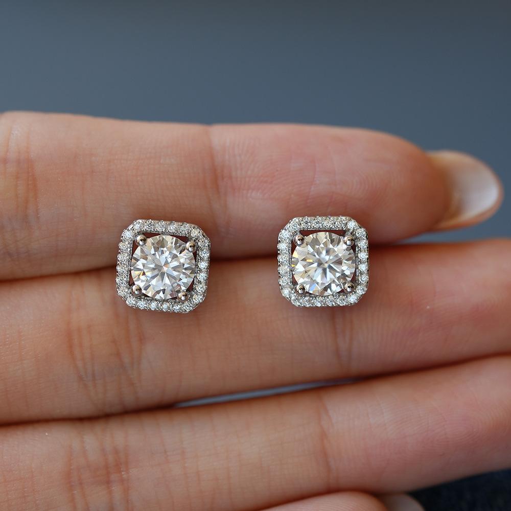 Luxury 0.5/1CT Moissanite Earring 925 Sterling Sliver  Earring for Women Wedding Engagement Fine Jewelry