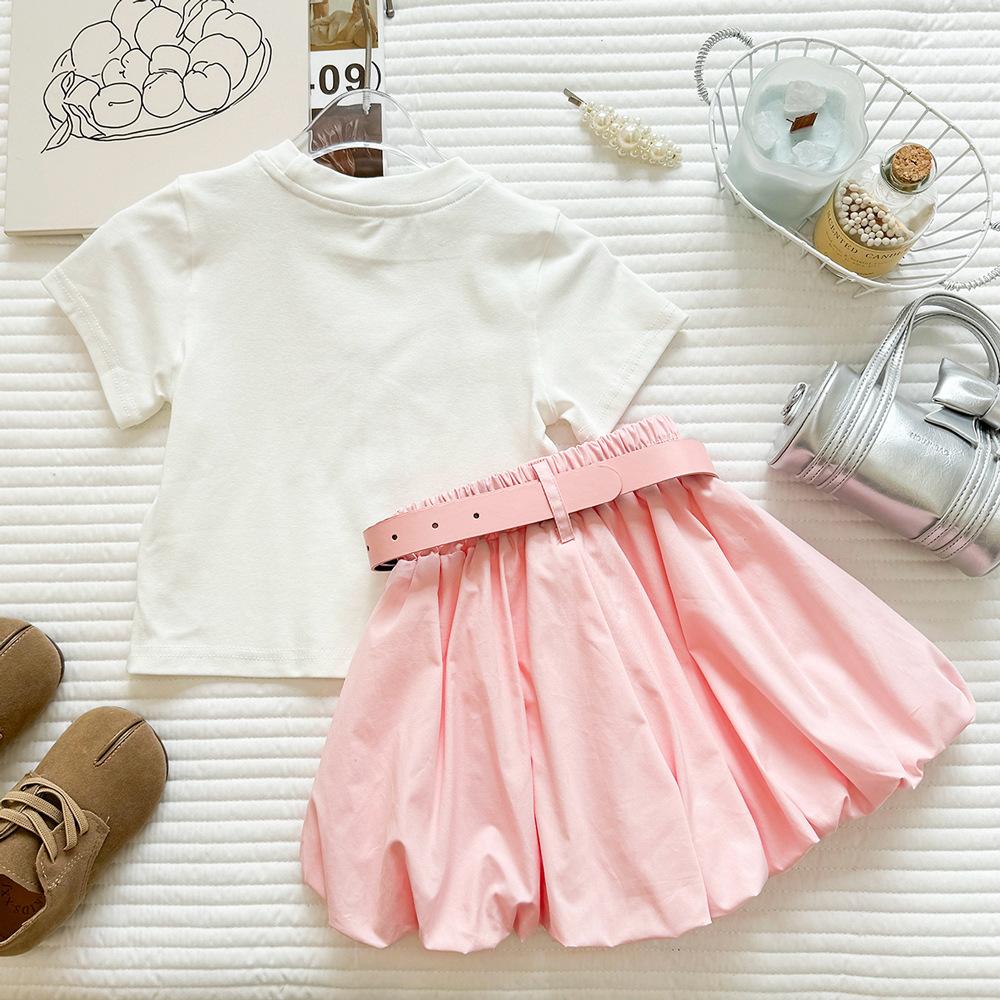 Girls Summer Princess Embroidered Short Sleeve T Shirt And Bud Shorts Two Piece Set Fashionable Kids Clothing Outfit