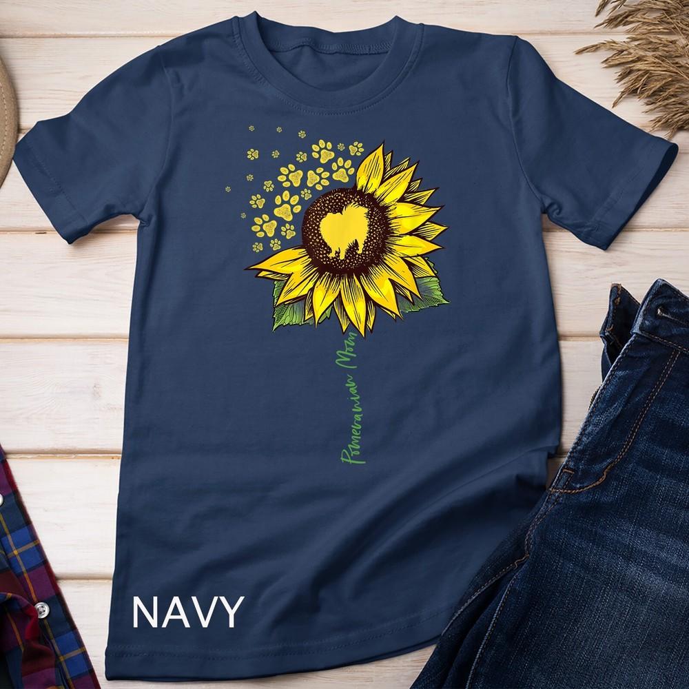 Pomeranian Mom Sunflower Pomeranian Gifts Dog Mom Mama T-Shirt Unisex T-shirt