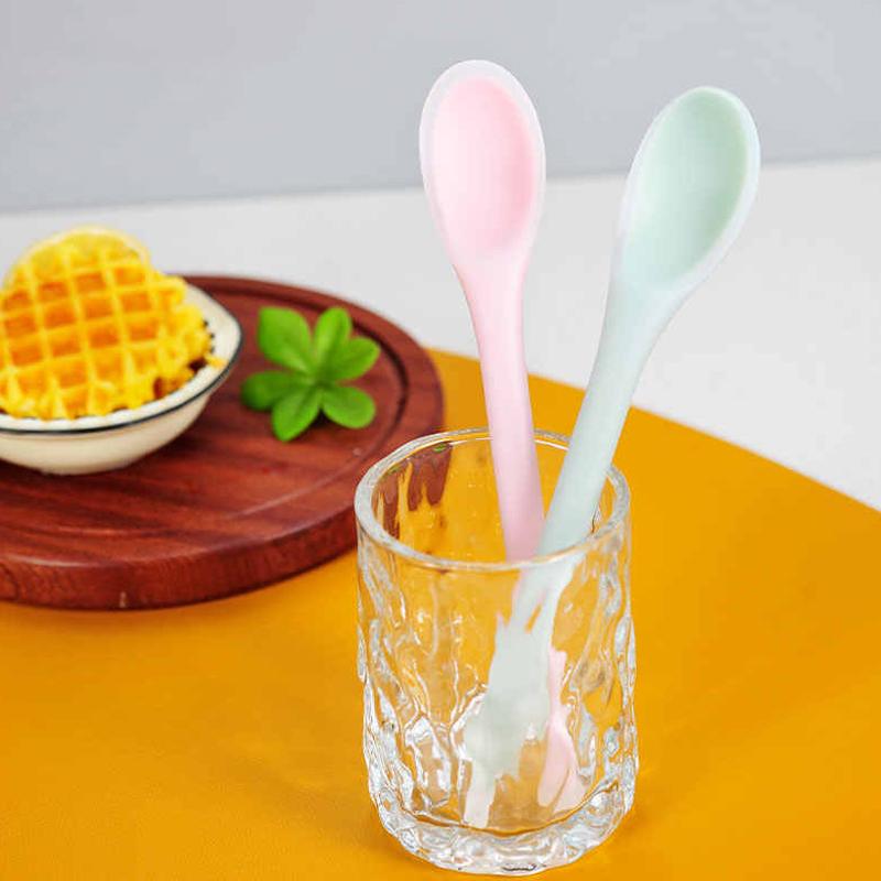 Silicone Integrated Tableware Heat Resistant Kitchen Spoons Nonstick Kitchen Mixing Flatware Kitchenware Soup Spoon Dining Bar