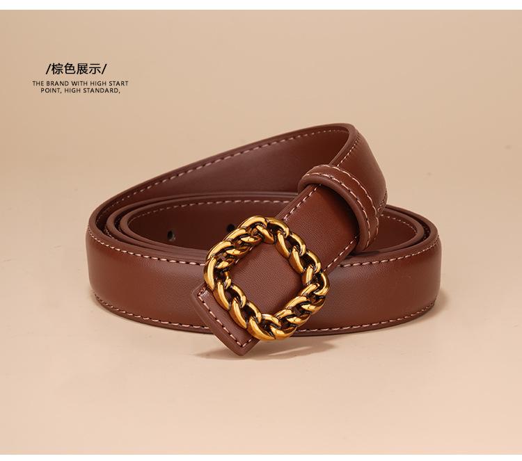 New Women's Belt, High-end Smooth Buckle Jeans Belt, Fashionable and Versatile, Genuine Leather Belt for Women