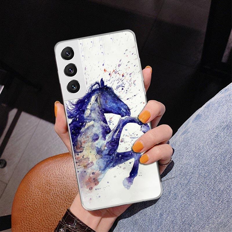 Animal Oil Painting Horse Phone Case For Samsung Galaxy S24 S25 Edge S26 Ultra S23 S22 S21 Plus S20 FE + Personalized Print Cove