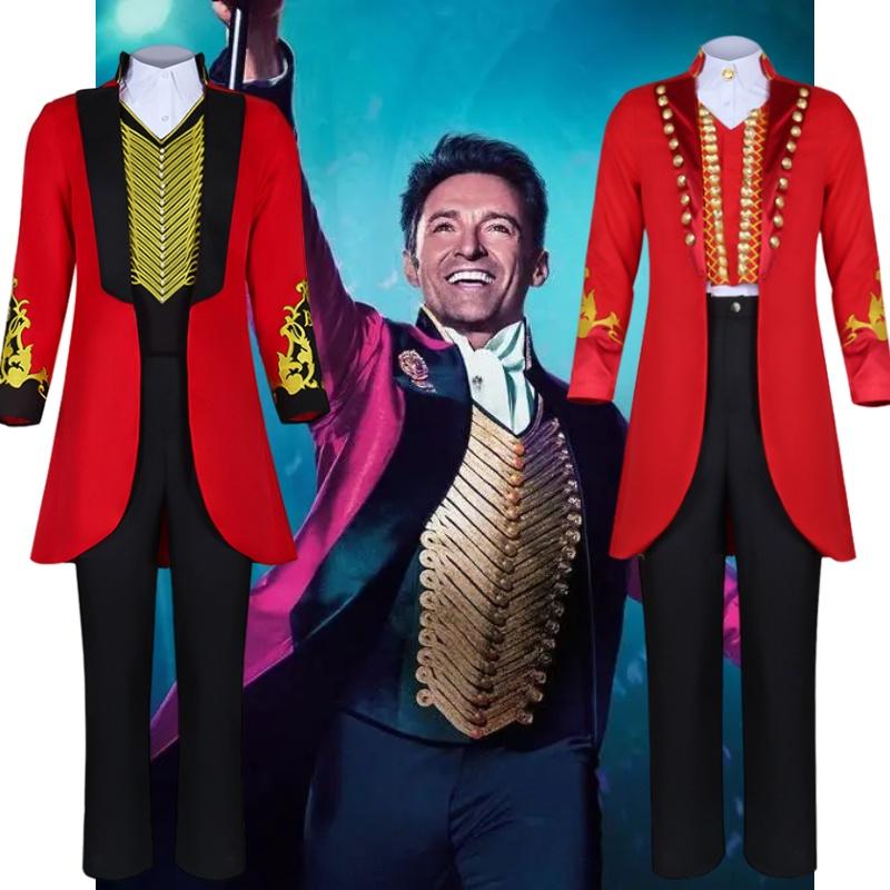 The King Of Circus Barnum Cosplay Costume For Men Red And Black Polyester Blended Fabric