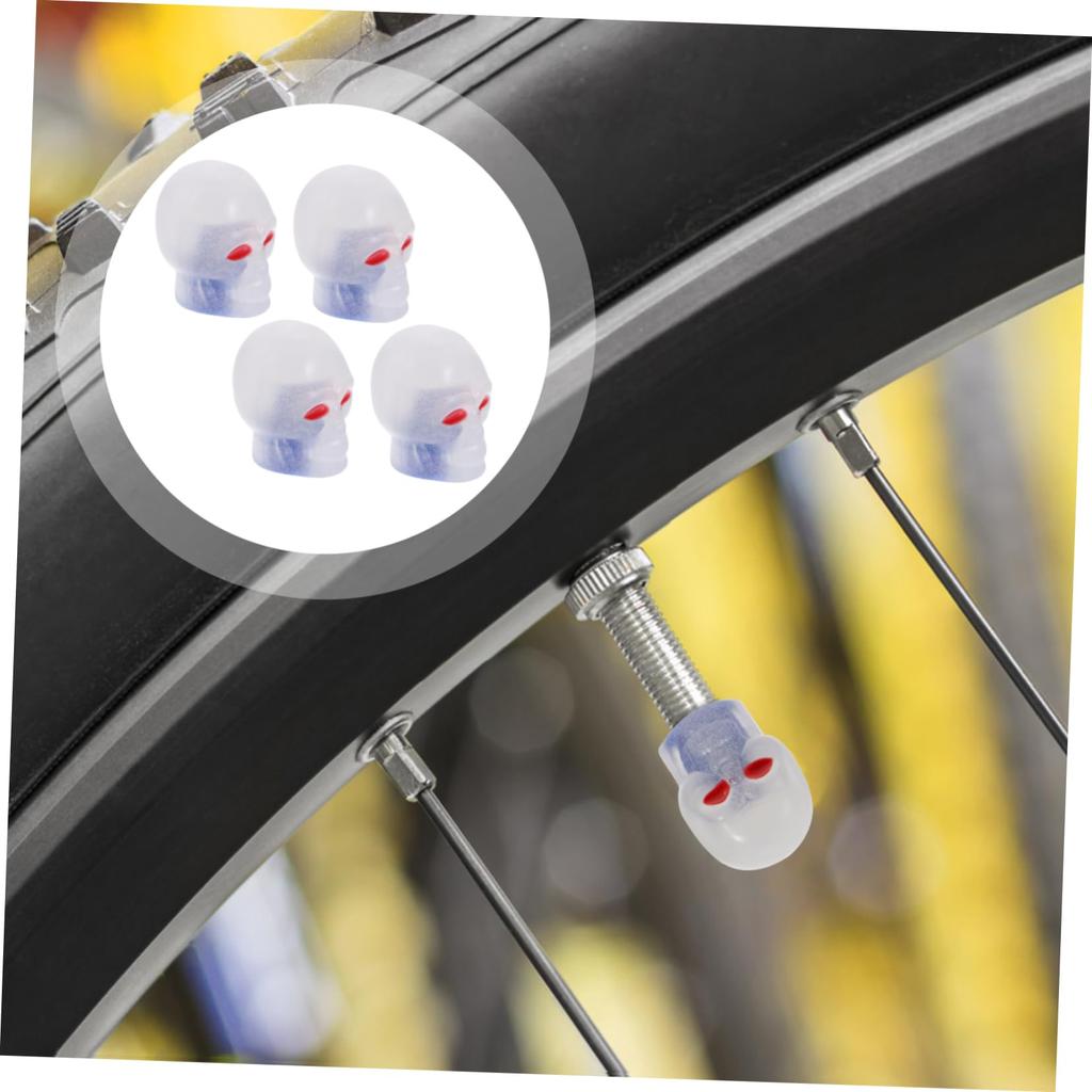 Anneome 4 Pcs Light Up Tire Pneumatic Caps Dust Caps Car Truck Motorcycle Skull Design