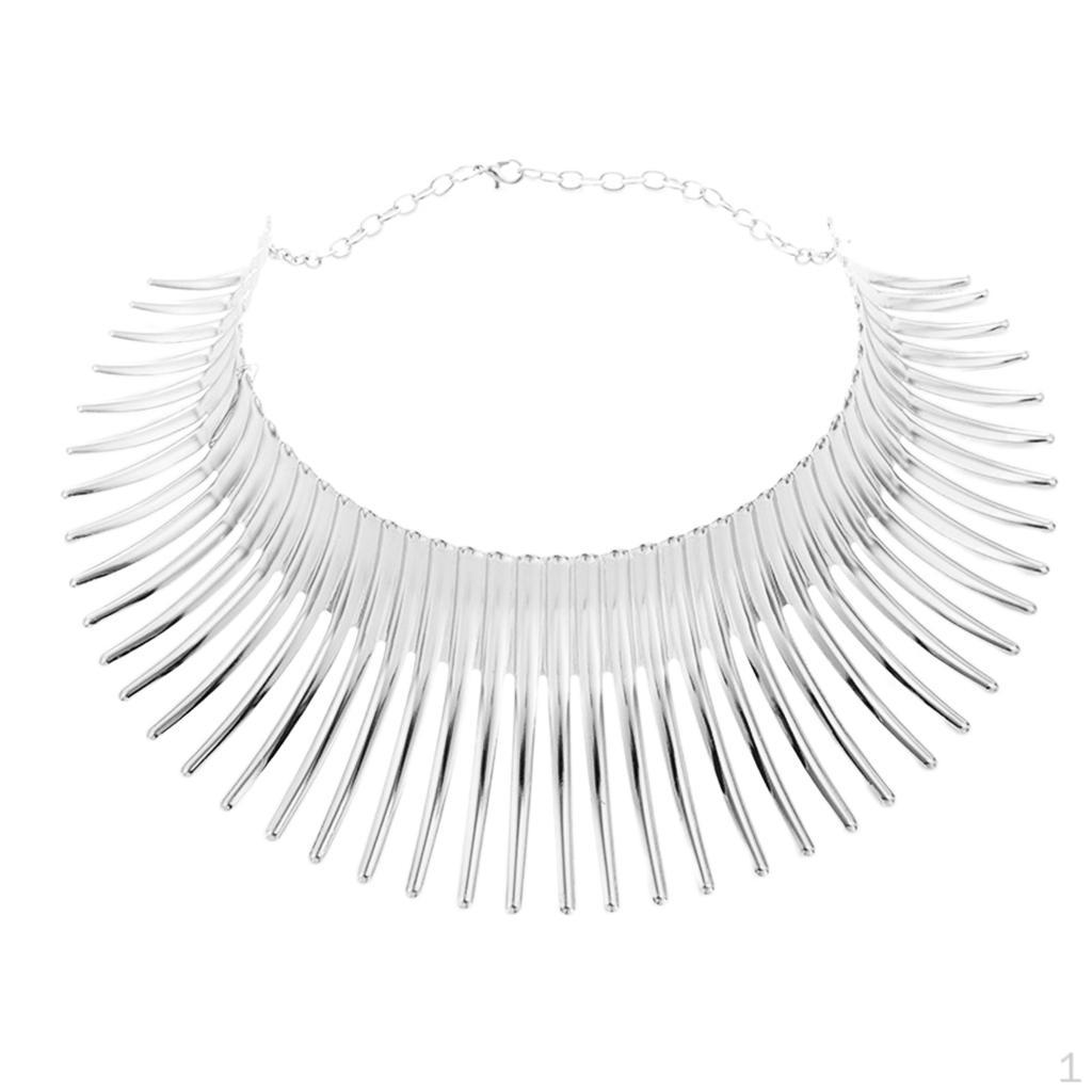 

Ожерелье-колье женский, эффектный нагрудник, серебро, 42см серебряный