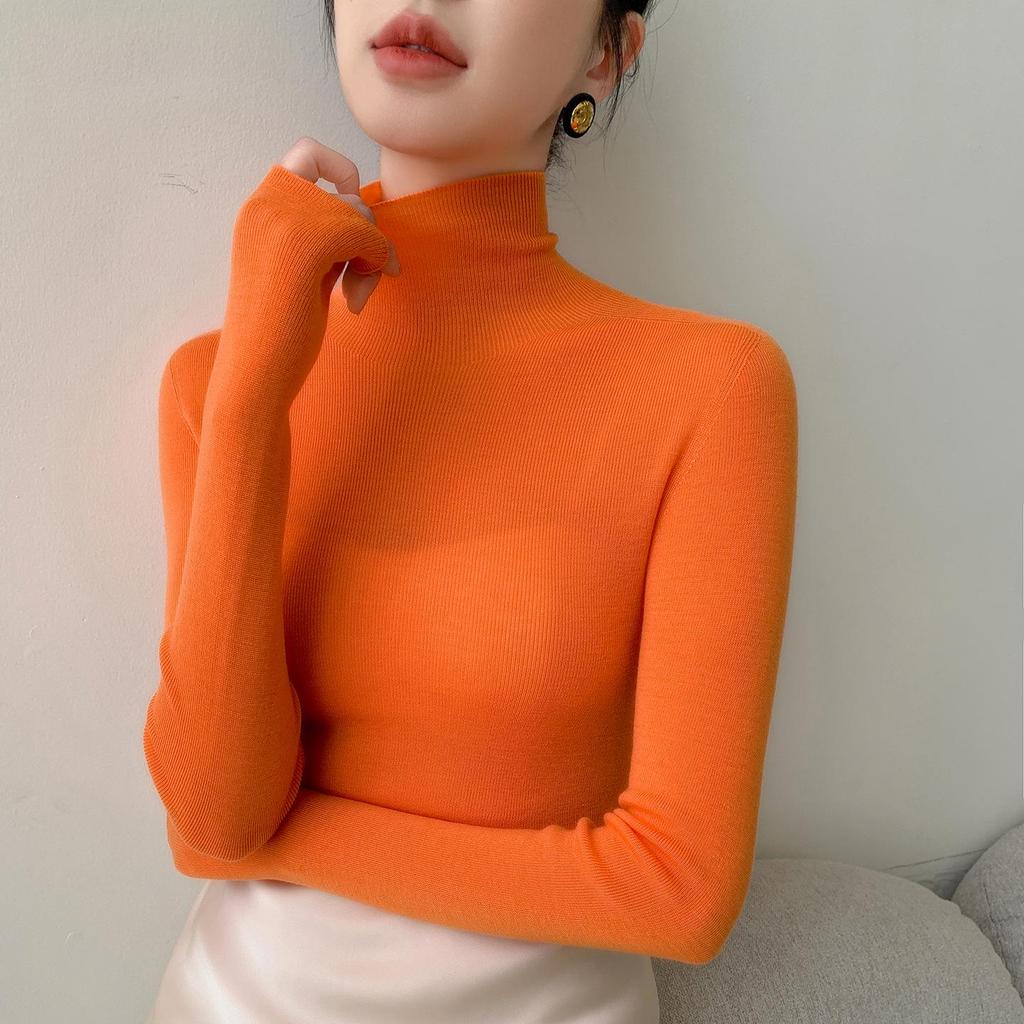60-Count Yangzi High Neck Wool Sweater for Women - Fine Spun, Seamless, Thin Fit, Perfect for Spring & Autumn
