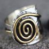 1-piece Vintage Silver Color Pleated Ring, Paired with A Gold Color Line Vortex Ring, Women's Bohemian Accessory Gift