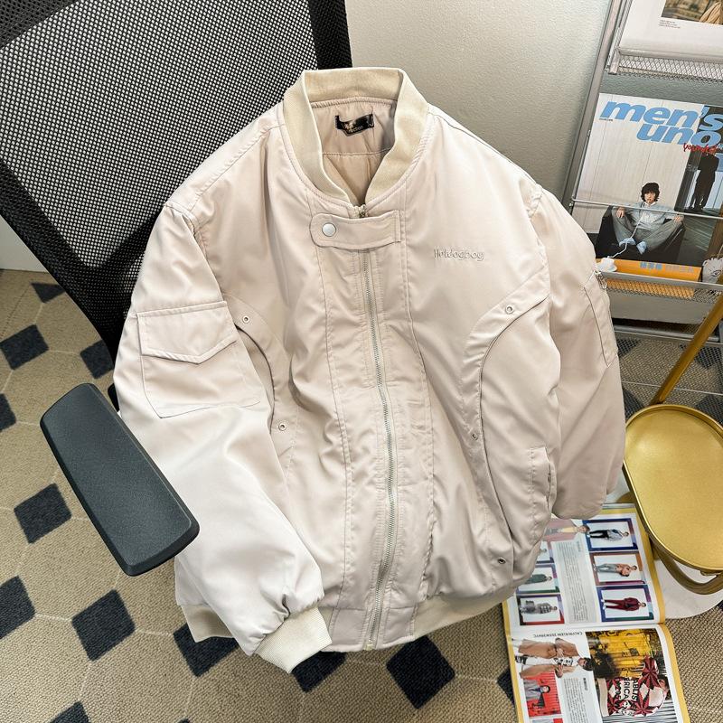 

Spring and autumn new couple baseball jersey American high street vibe pilot jacket men s trendy design jacket M