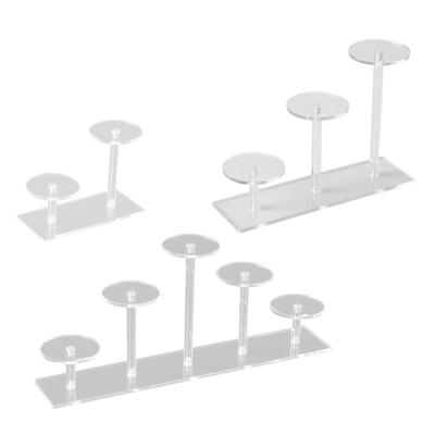 Acrylic Display Risers Clear Disc Dia 6.5cm Space Saving Tiered Perfume Organizer Decoration Holder for Mini Figurines Toys Home