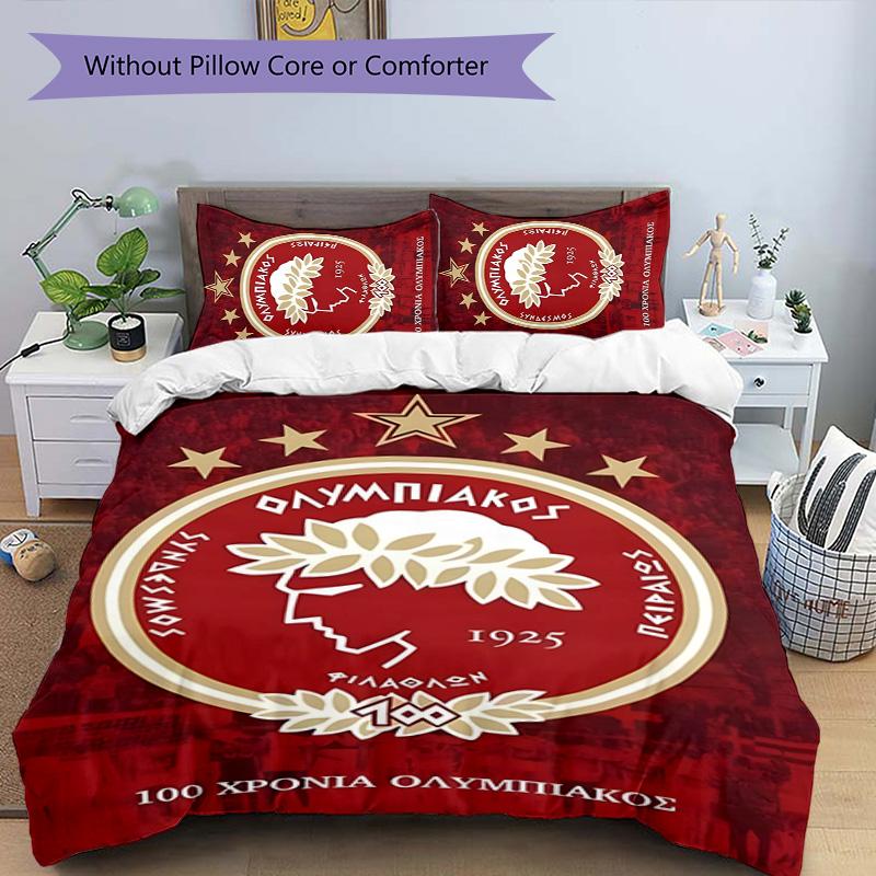 Olympiacos F.C Set Biancheria da Letto 3 Pezzi Copripiumino Chiusura Include 1 Copripiumino & 2 Federe per Tutte le Stagioni Camera da Letto Casa Arredo Stanza del Dormitorio
