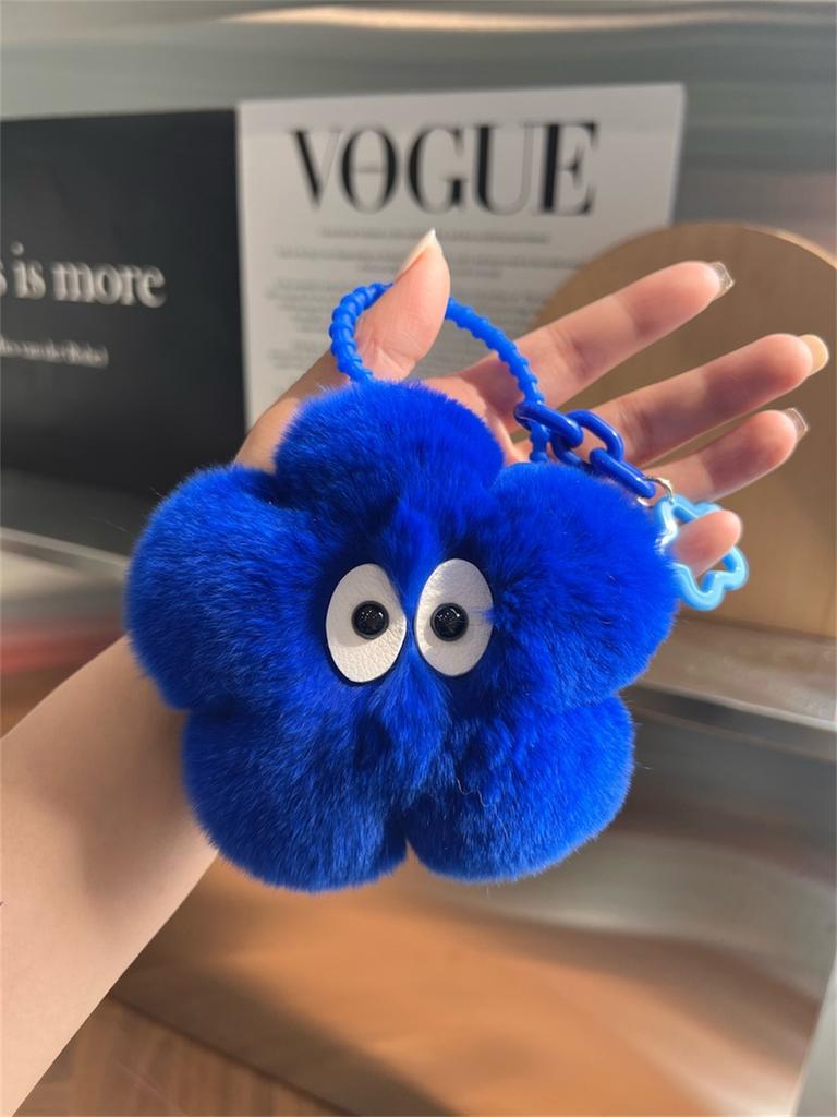 Cute Rabbit Fur Sunflower Pendant Keychain Real Fur Rabbit Doll Charm Toys Ornament Keyring Jewelry Pompom Pendant Gift Handbag