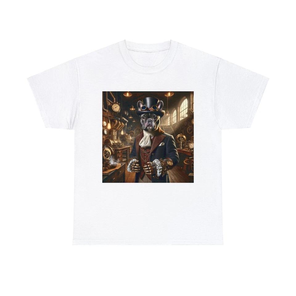 Unisex Adult Graphic T Shirt Steampunk French Bulldog Explorer Funny Pet Tee 2XL