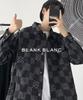 Denim Checkered with with Checkered Winter Xl Loose Hip Hop Big Brother Long Chest [Blanc Blanc] Jacket, Blouson, Pattern, Outerwear, Collar, Pockets,