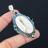 Daughters Day Deal 925 Silver Oval Natural Blue Rhodochrosite Amethyst Pendant