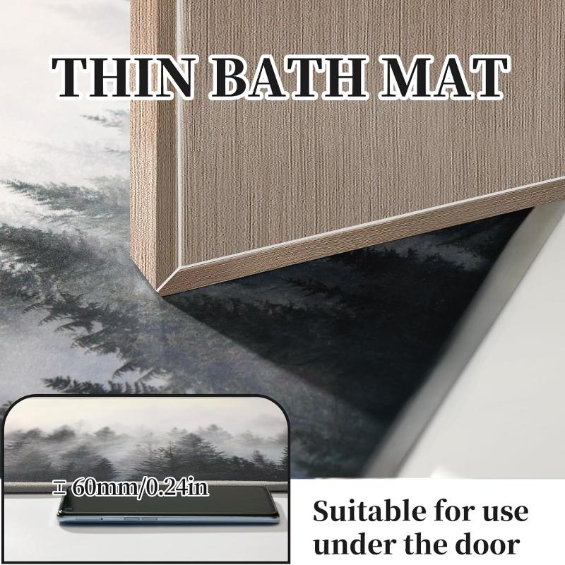 Misty Forest Bathroom Rug Thin Doormat Floor Mat Absorbent Quick Dry Non Slip Diatomaceous Mud Mats with Rubber Backing Tub Sink Laundry Kitchen
