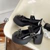 Bow Strap Mary Jane Small Leather Shoes Summer New French British Style Platform Thick High Heel Single Shoes Women