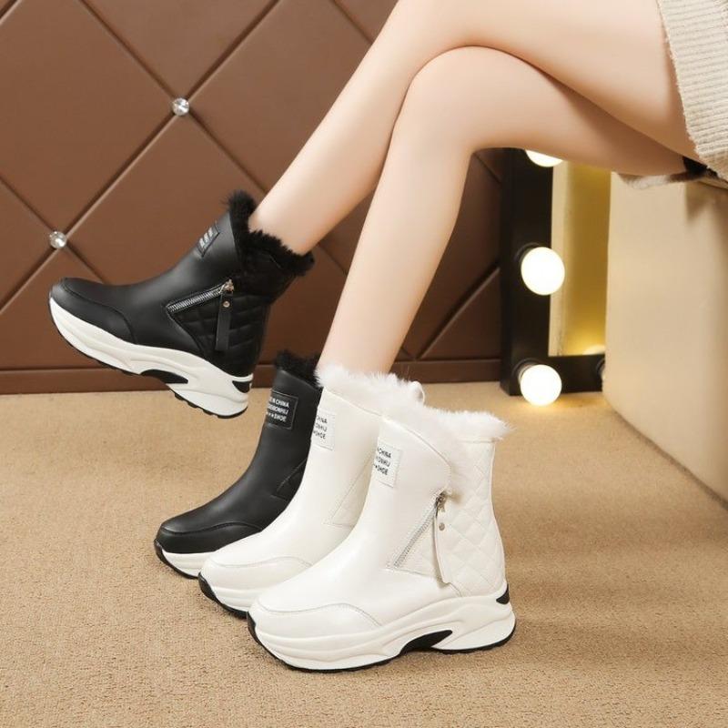 Fashion Platform Snow Boots Women 2025 New Winter All-match Inside Heightening Women's Fleece Thickened Warm Booties
