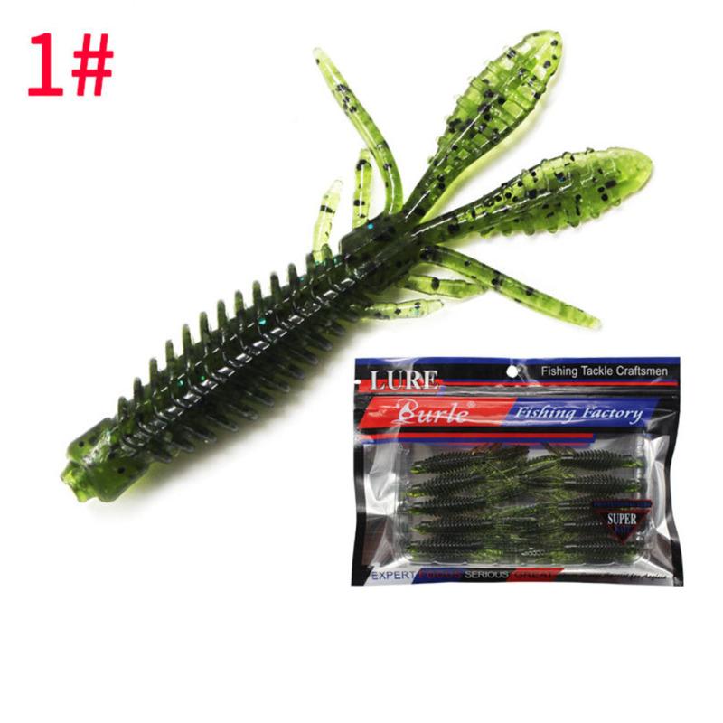 

10 шт. рыболовные приманки 1,8 г 6,5 см соленая рыбная приманка для рыбалки типа креветок мягкий червь бионическая приманка для моря 1#dark green