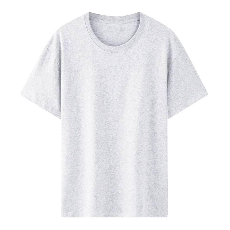 Custom Logo Summer Cotton T-shirt, Loose Round Neck, Short Sleeve, Class Uniform, 190g Ribbed Collar