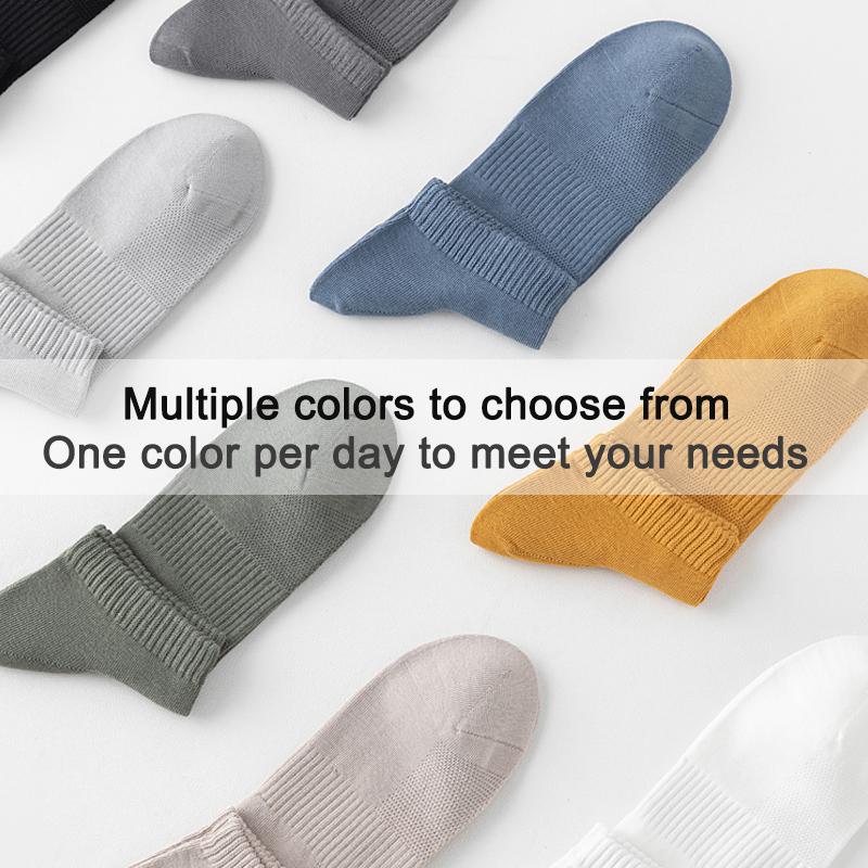 New 5Pairs Men Combed Cotton Socks Mesh Short Breathable Odor Proof and Antibacterial Business Spring Summer for Male Socks Size EU38-45